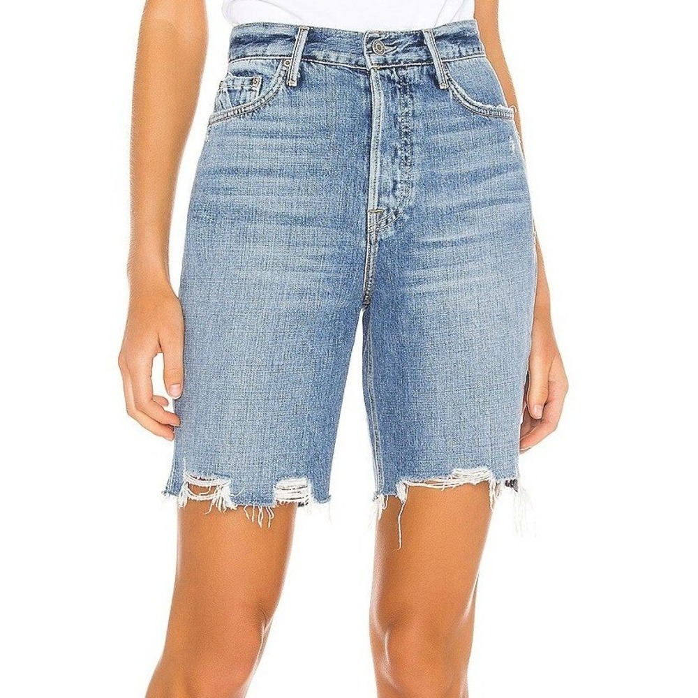 GRLFRND‎ Marjan Denim Shorts in Favorite Day Cut Off Bermuda Distressed Size 24
